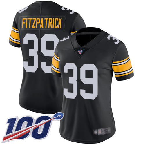 Women Pittsburgh Steelers Football #39 Limited Black Minkah Fitzpatrick Alternate 100th Season Vapor Untouchable Nike NFL Jersey